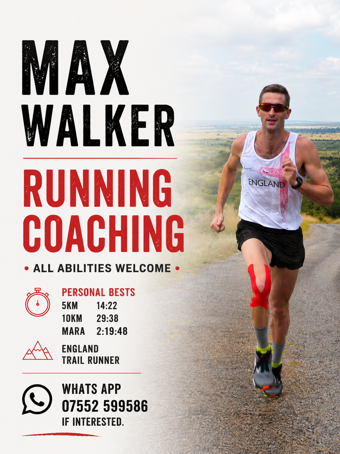Max Walker Running Coaching profile, including personal bests and England trail runner background